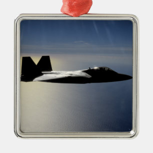 An F/A-22 Raptor flies a training mission 2 Metal Ornament