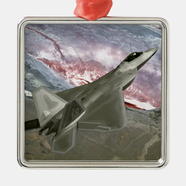 An F/A-22 Raptor flies a training mission Metal Ornament (Front)