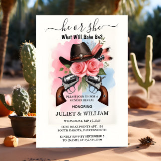 An Fun Barn Hat Farm Film Usa Cowboy Gender Reveal Invitation