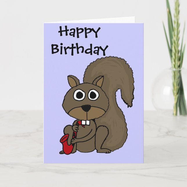 AN- Funny Squirrel Playing the Saxophone Card (Front)