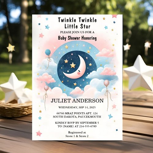 An Glitter Twinkle Twinkle Little Star Baby Shower Invitation