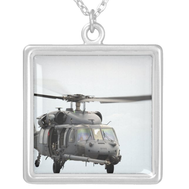 An HH-60 Pave Hawk helicopter Silver Plated Necklace (Front)
