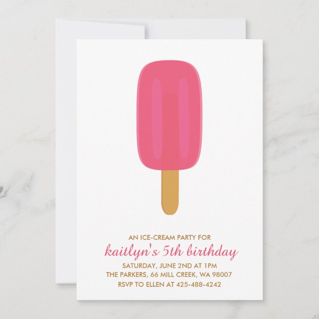 An Ice-Cream Party Kid's birthday party Invitation (Front)