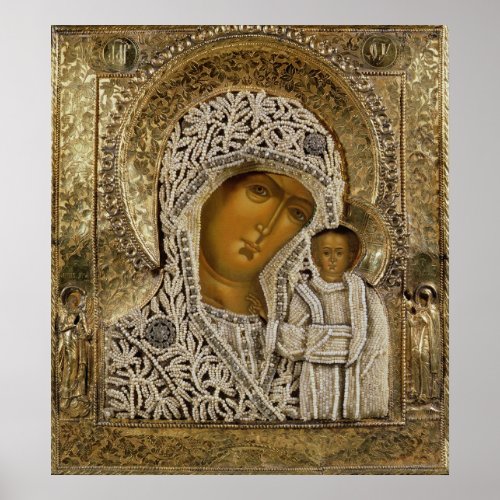 An icon showing the Virgin of Kazan Poster