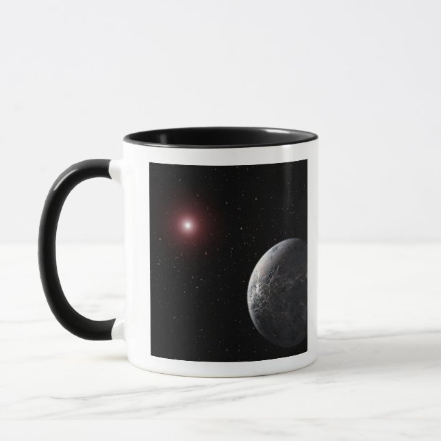An icy/rocky planet orbiting a dim star mug (Left)