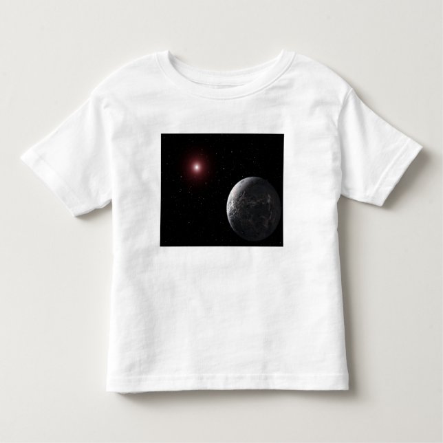 An icy/rocky planet orbiting a dim star toddler t-shirt (Front)