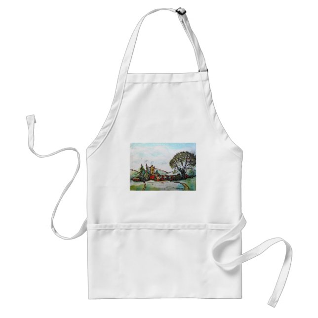 An Idyllic British Village sketch Adult Apron (Front)
