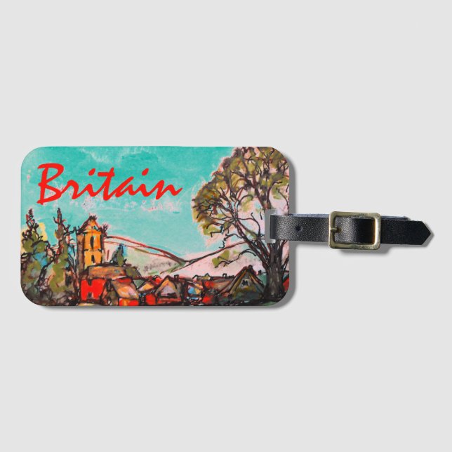 An Idyllic British Village sketch art Luggage Tag (Front Horizontal)