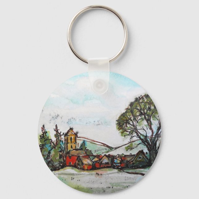 An Idyllic British Village sketch Keychain (Front)