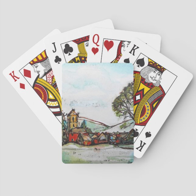 An Idyllic British Village sketch Poker Cards (Back)