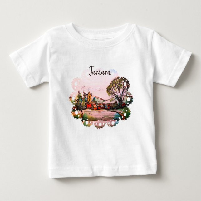An Idyllic British Village sketch with a name Baby T-Shirt (Front)