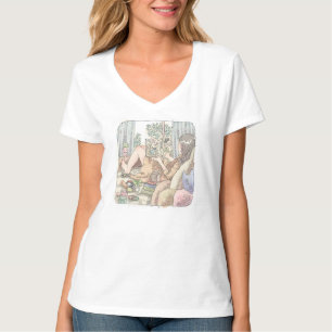 an illustration of a barefoot woman lying in a win T-Shirt