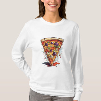 An illustration of a slice of pizza, t-shirt 