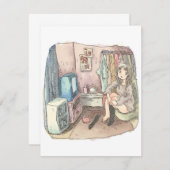 an illustration of a woman sitting in a chair in a (Front/Back)