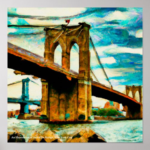An Illustration of Brooklyn Bridge NYC Poster