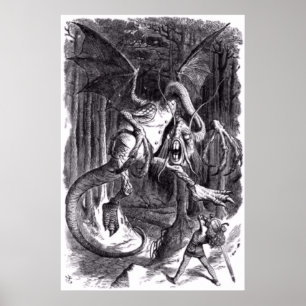 An illustration to the poem Jabberwocky. 1871 Poster