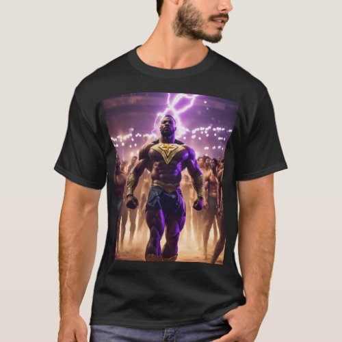 An image of a huge bodybuilder caped African super T_Shirt