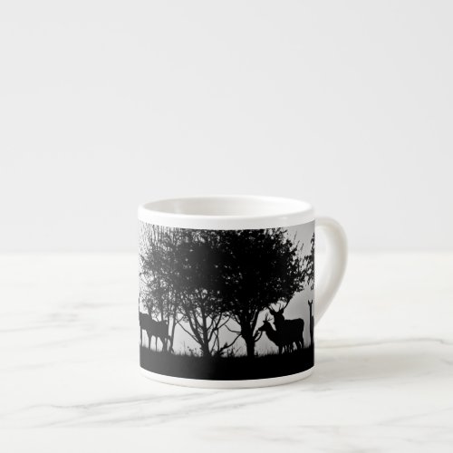 An image of some deer in the morning mist espresso cup