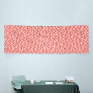 An image with a red and white pattern, prominently banner