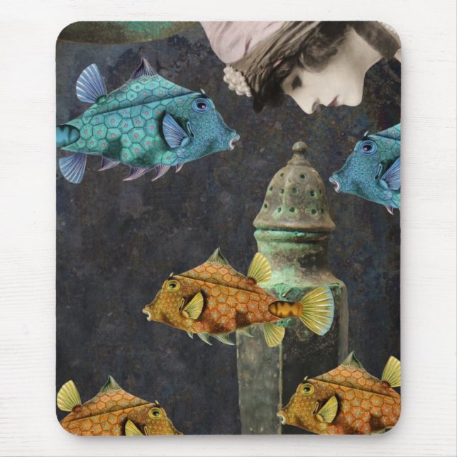 An Imaginary Undersea Adventure Collage Mouse Pad (Front)