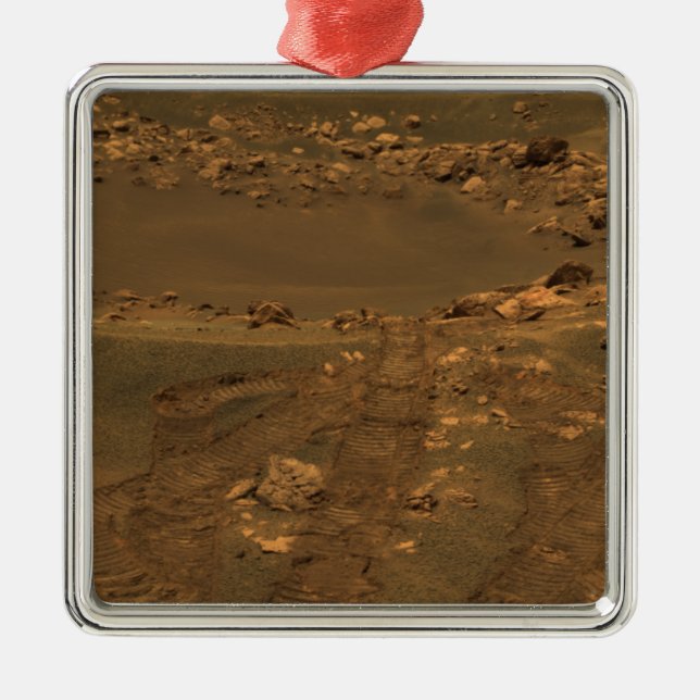 An impact crater in the Meridian Planum region Metal Ornament (Front)