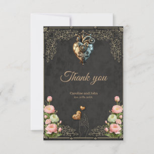 An impressive steampunk heart  thank you card