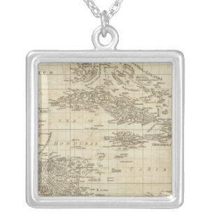 An index map silver plated necklace