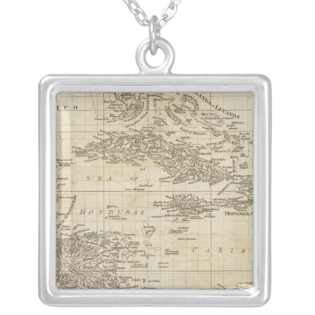 An index map silver plated necklace (Front)