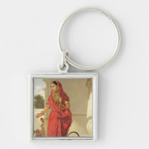 An Indian Dancing Girl with a Hookah, 1772 (oil on Keychain