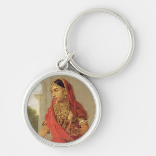 An Indian Dancing Girl with a Hookah, 1772 (oil on Keychain
