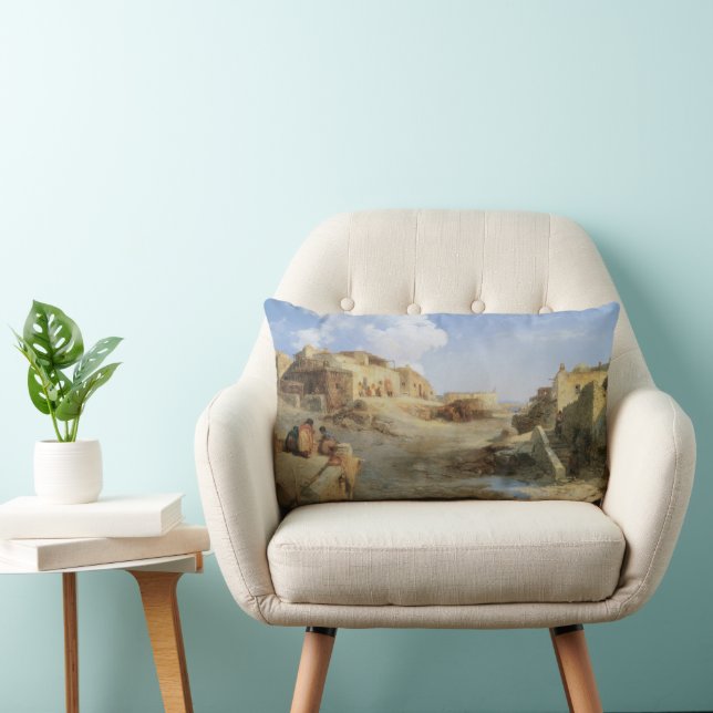 An Indian Pueblo, Laguna, New Mexico by Moran Lumbar Pillow (Chair)
