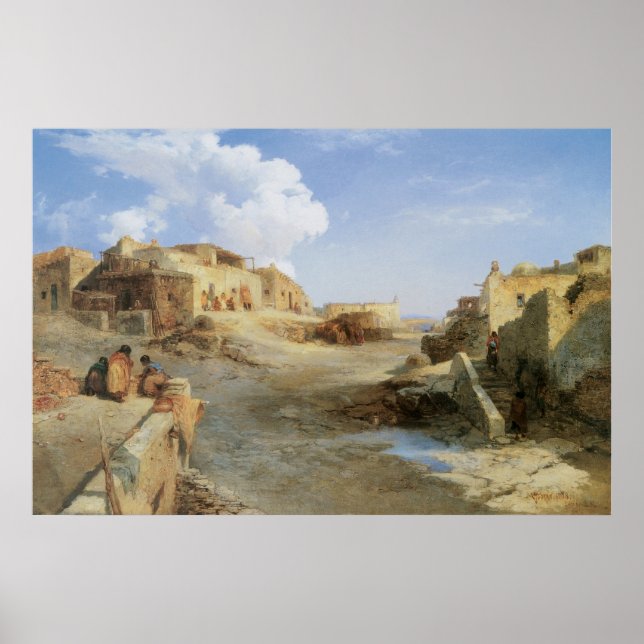 An Indian Pueblo, Laguna, New Mexico by Moran Poster (Front)