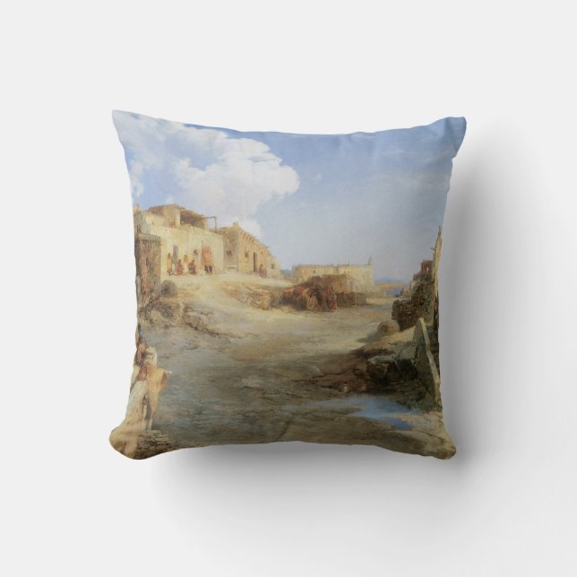 An Indian Pueblo, Laguna, New Mexico by Moran Throw Pillow (Front)