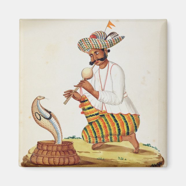 An Indian Snake Charmer with a Cobra, from a Frenc Magnet (Front)