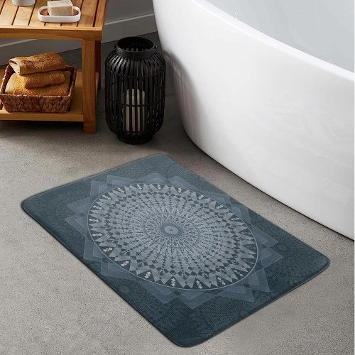 An initiation of the mass blue circle bath mat