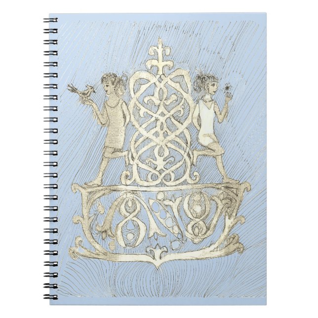 An ink line drawing depicting two figures notebook (Front)