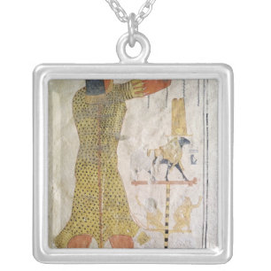 An Inmutef priest making an offering Silver Plated Necklace