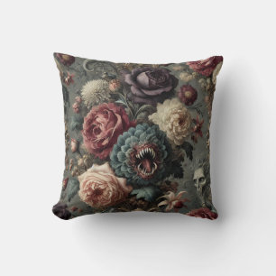 🩸 An Intimidating Bloom – Gothic Victorian Throw Pillow