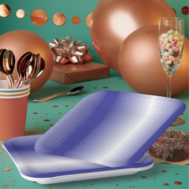 An intricate blue geometric pattern with symmetric paper plates (Multi)