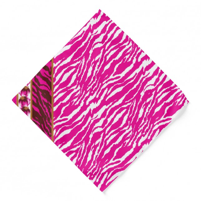 An intricate floral pattern in pink and white, art bandana (Front)
