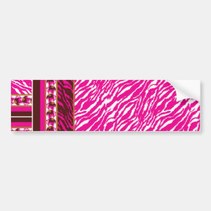 An intricate floral pattern in pink and white, art bumper sticker