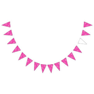 An intricate floral pattern in pink and white, art bunting flags
