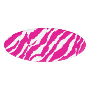 An intricate floral pattern in pink and white, art name tag