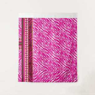 An intricate floral pattern in pink and white, art tapestry