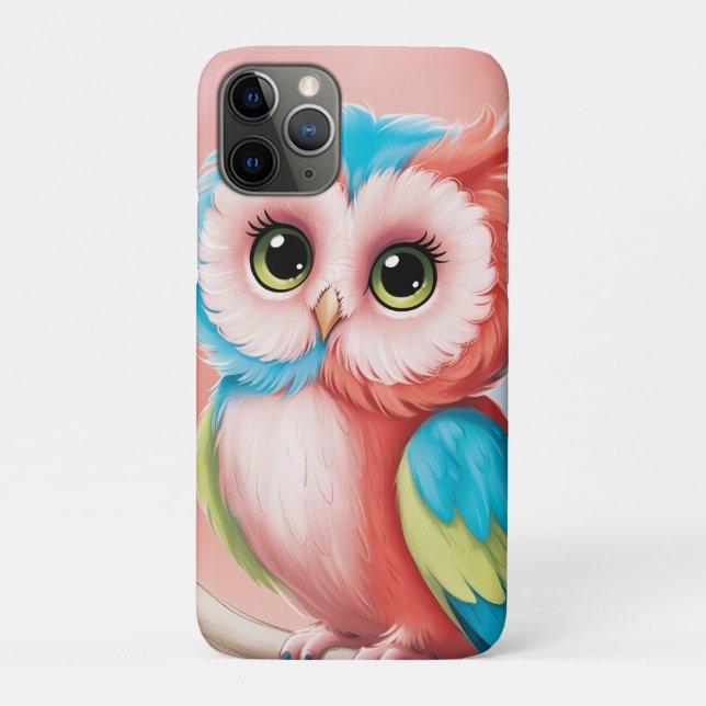 An iPhone 12 cover with an owl motif (Back)
