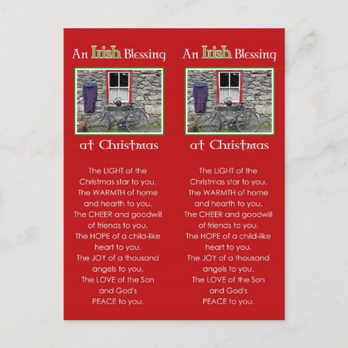 An Irish Blessing at Christmas Bookmark Holiday Postcard