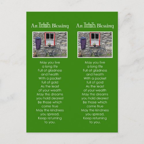 An Irish Blessing Bookmark Postcard