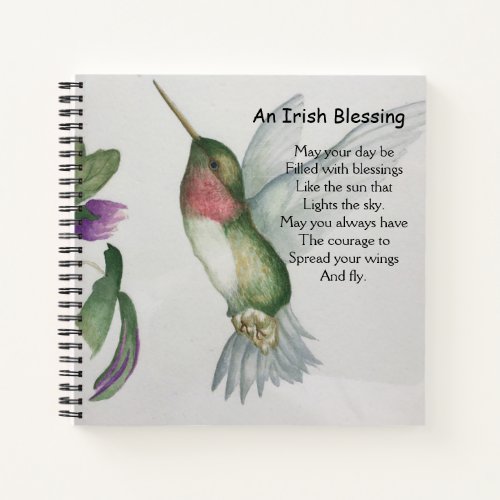 An Irish Blessing Courage Inspiration Hummingbird Notebook