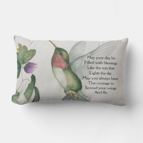 An Irish Blessing Quote Hummingbird Wings Lumbar Pillow