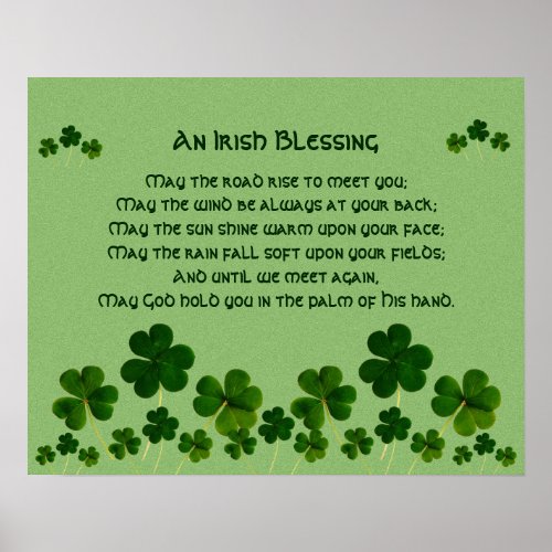 An Irish Blessing  Shamrocks Poster